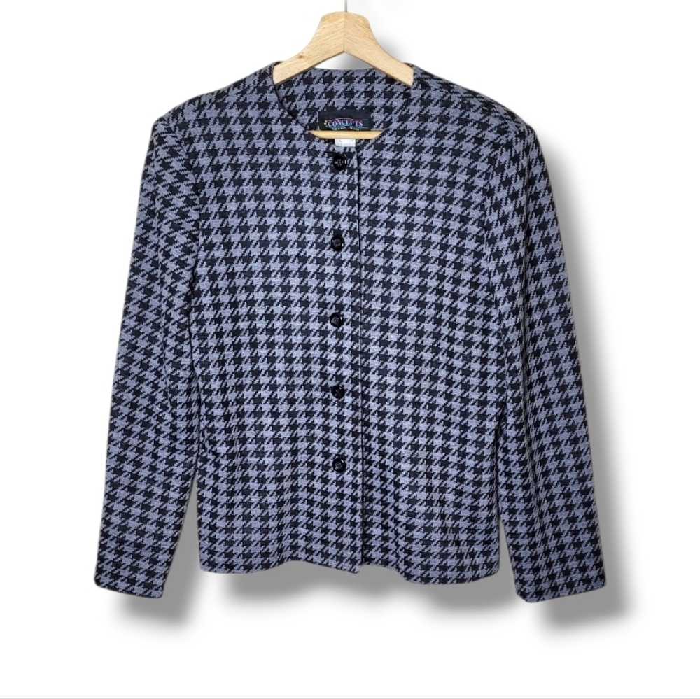 Concepts Vintage 80s Houndstooth Casual Blazer Size 14